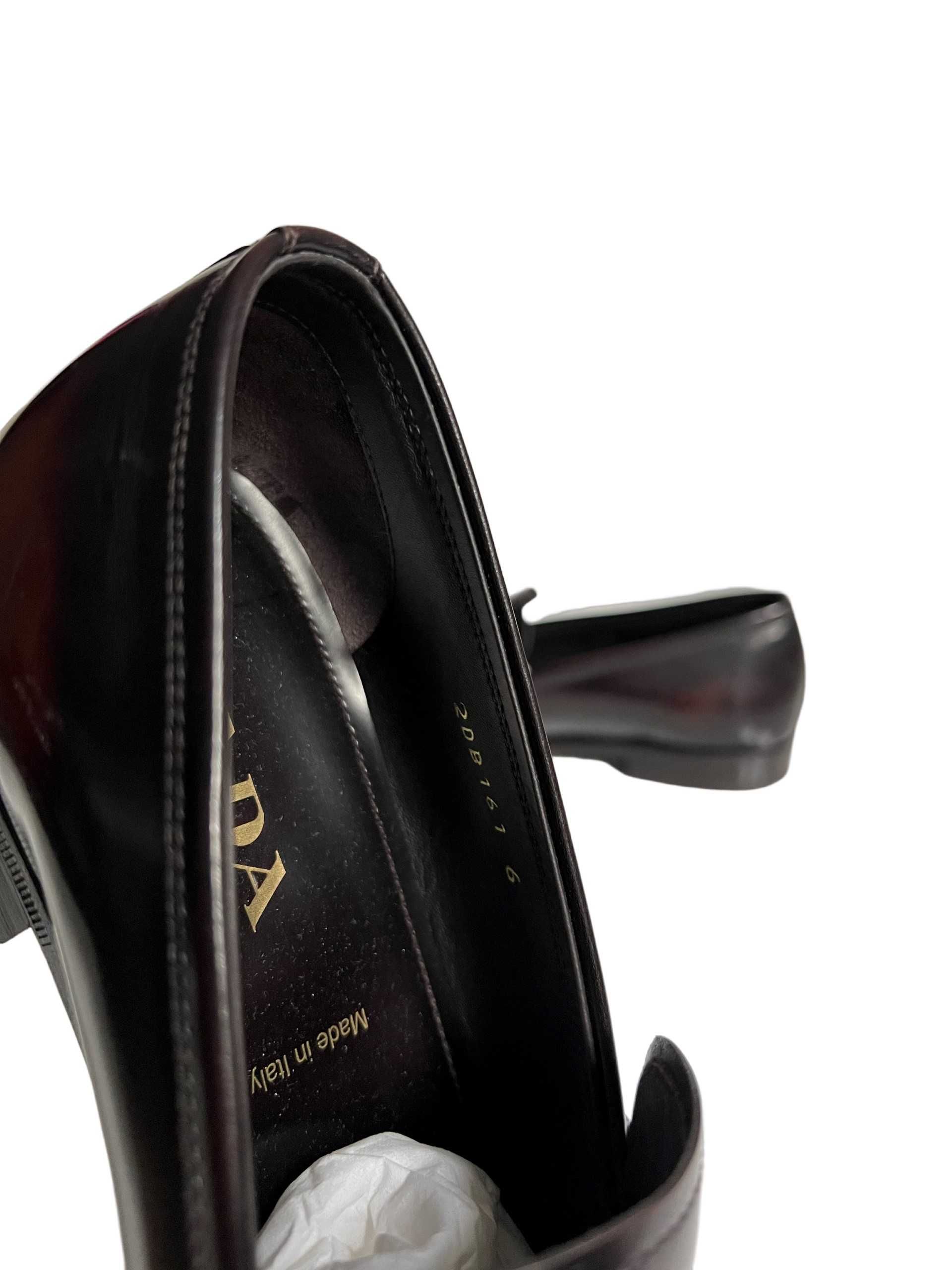 PRADA 100% oryginał męskie buty mokasyny skóra naturalna licowa r. 40