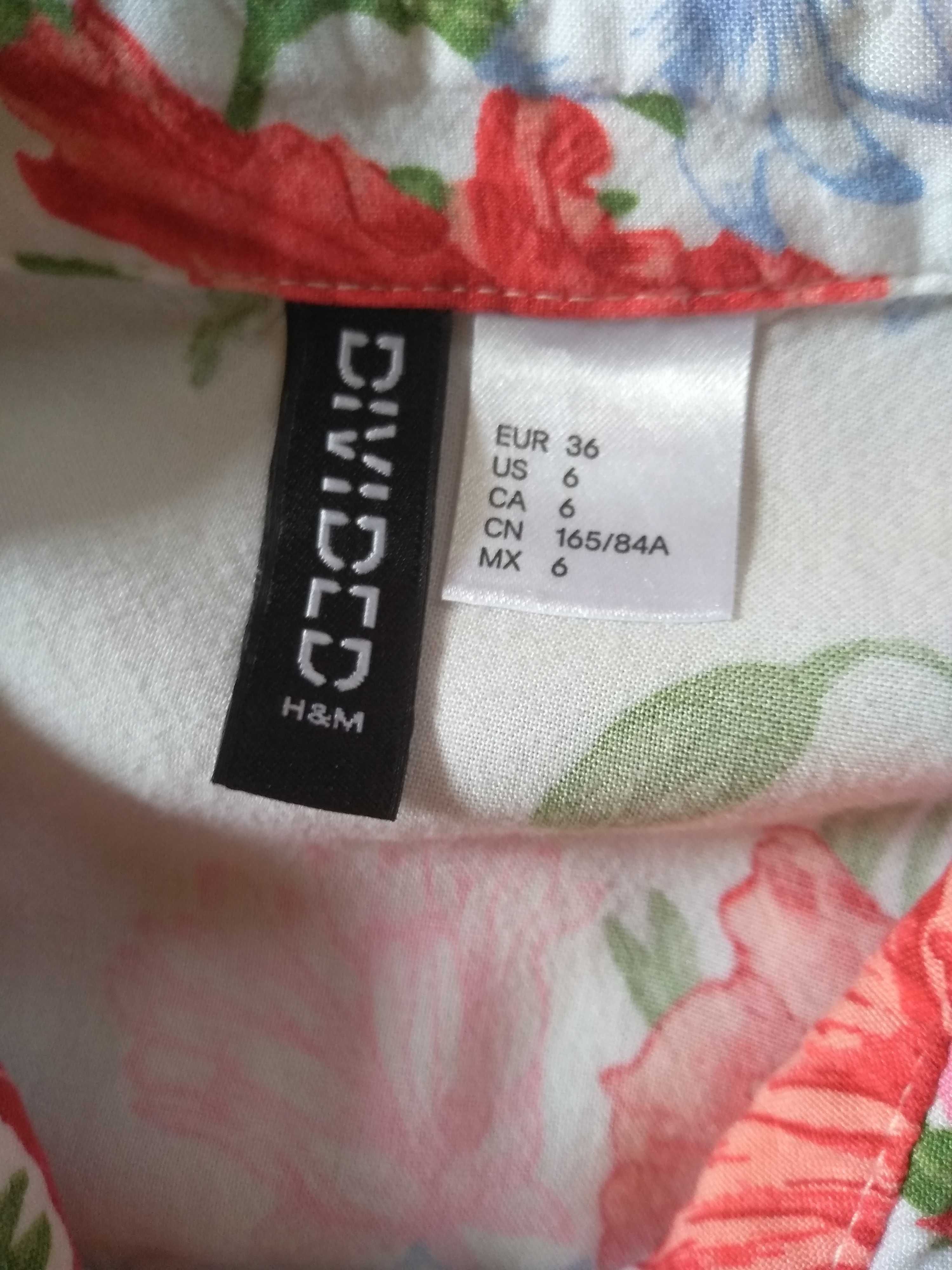 Koszula bez rękawa H&M kwiatki S 36 38 bluzka letnia wiskoza