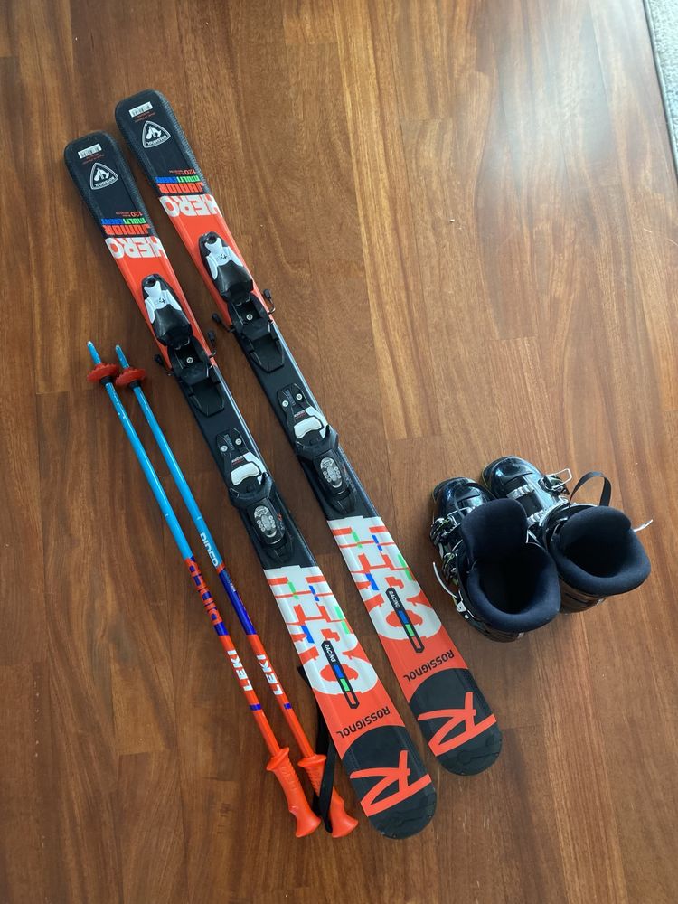 Narty rossignol hero junior 120 cm+kijki i buty