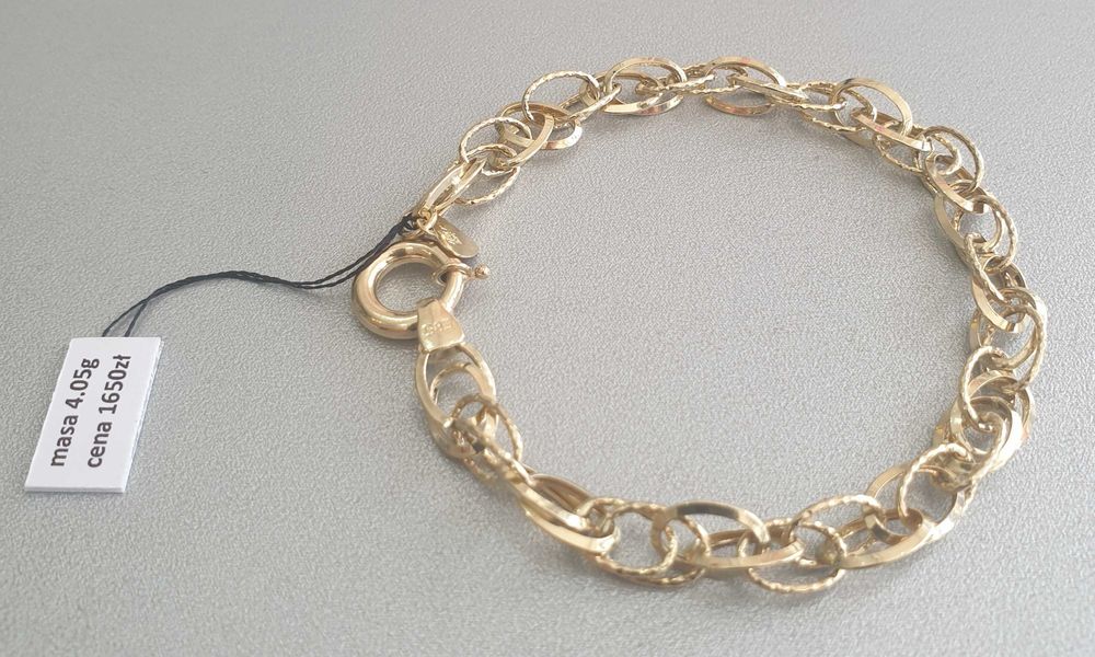 Złota bransoletka pr.585 waga 4.05g dł.18.5cm nowa