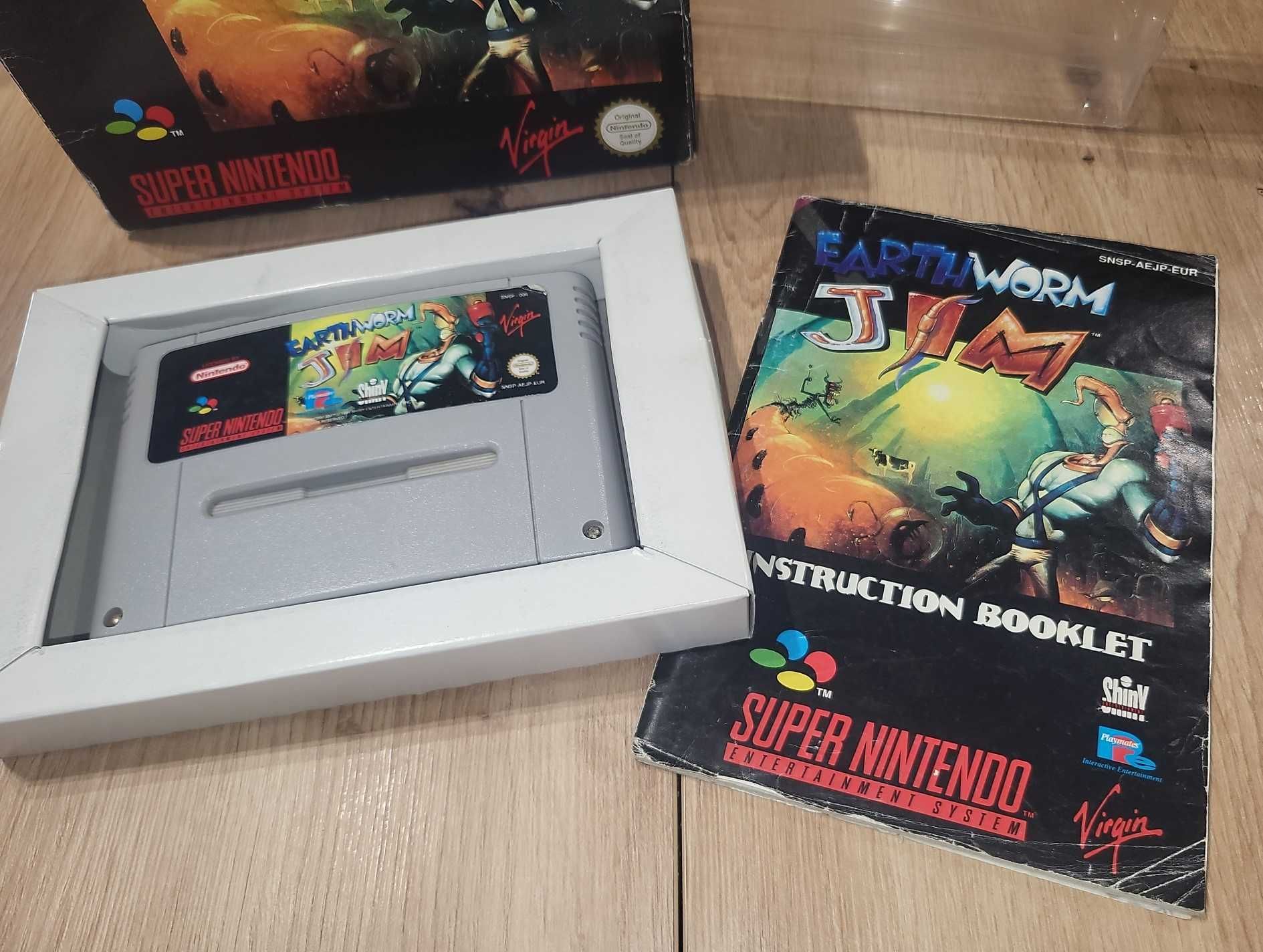 Gra Earthworm Jim - NINTENDO SNES - DB- stan CIB Komplet +Protektor