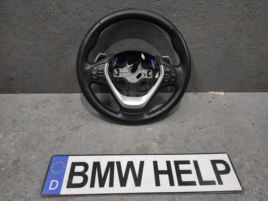 Руль с лепестками БМВ Ф30 Спорт Красная строчка 330е Hybrid B48 B20A