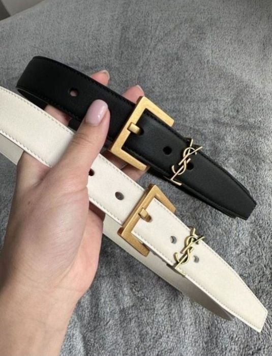 WYPRZEDAŻ Pasek Dasmki YSL czarny biały Premium