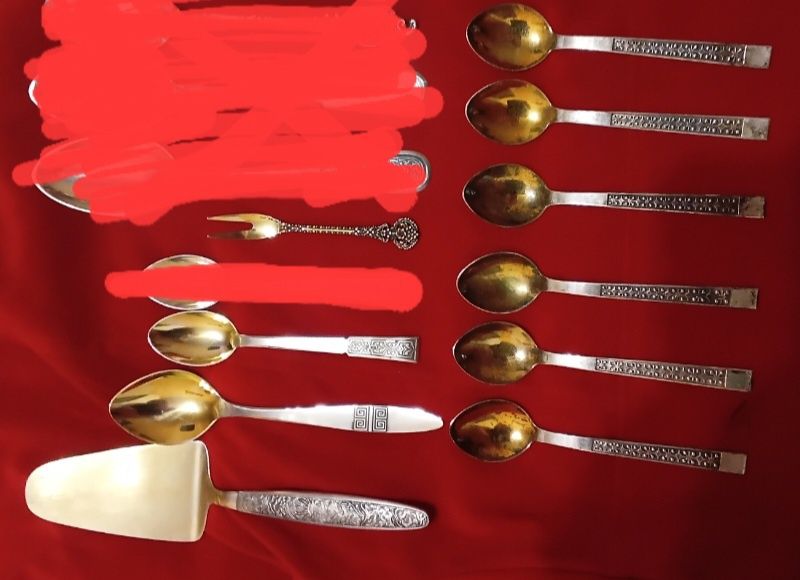 Набор серебряные  столовые ложки вилки ножи серебро 875*916 срібні