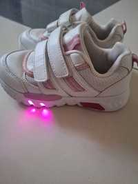 Adidasy 27 świecące lupilu białe sneakersy dla dziewczynki na rzep