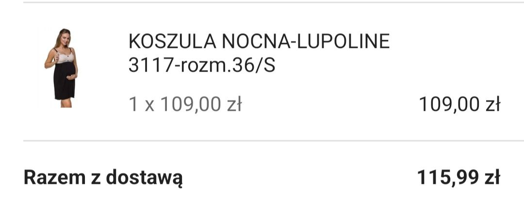 Koszula nocna do karmienia piersią S Nowa