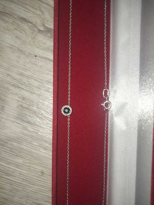 Колье из белого золота 585 пробы с самфиром и бриллиантами