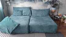 Sztruksowa sofa z funkcją spania