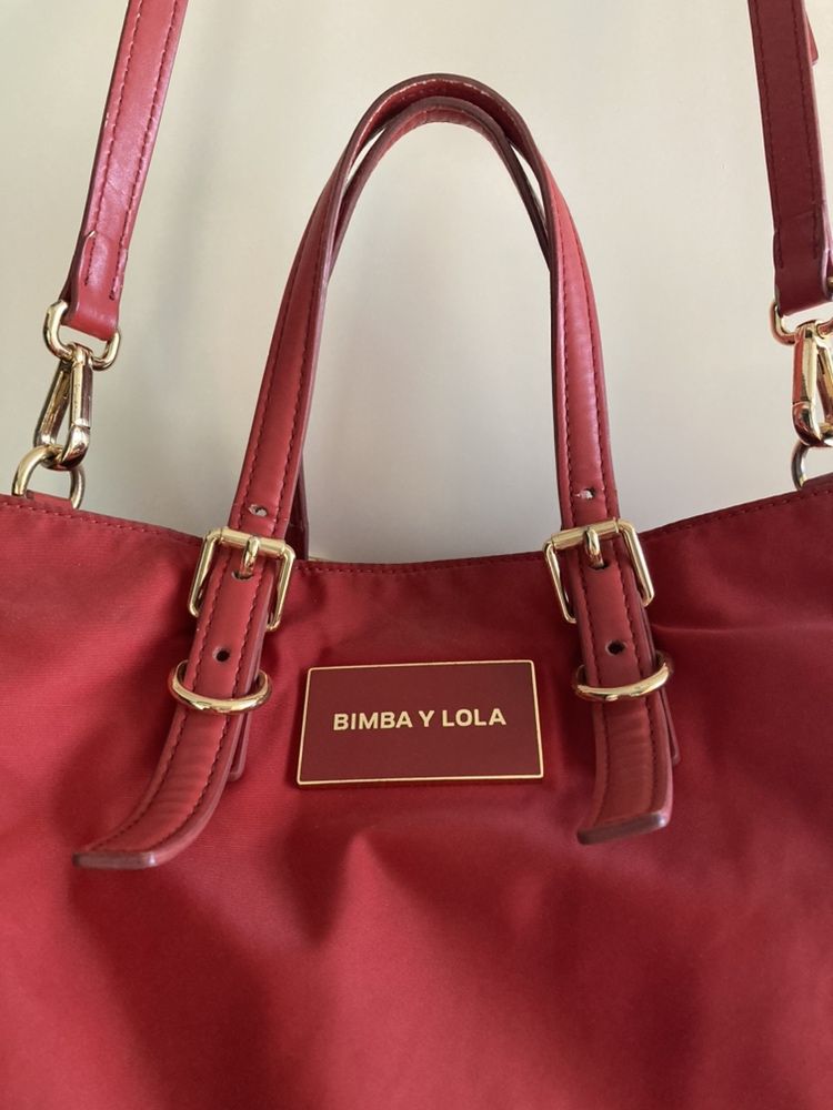 Saco Mala Bolsa Mao ou Tiracolo Vermelho Dourado Bimba y Lola