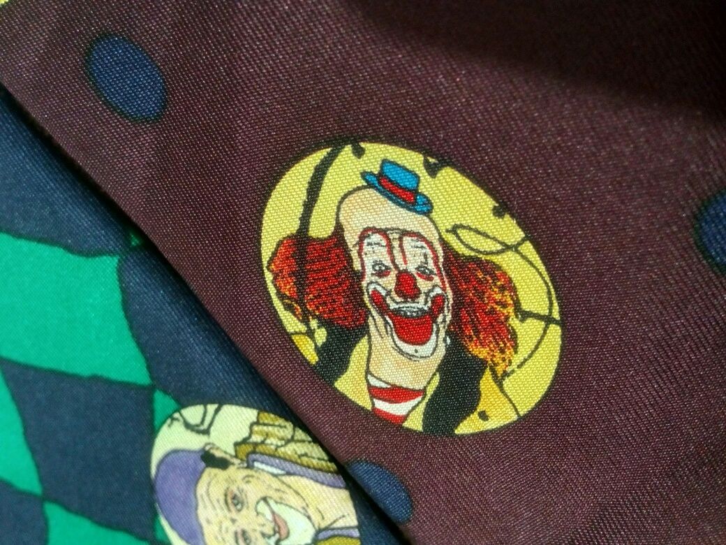 Коллекционный, эксклюзив, шелковый галстук с принтом клоуны