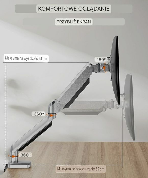 Uchwyt do monitora 13-32" max 8 kg ErGear model EGSS8.