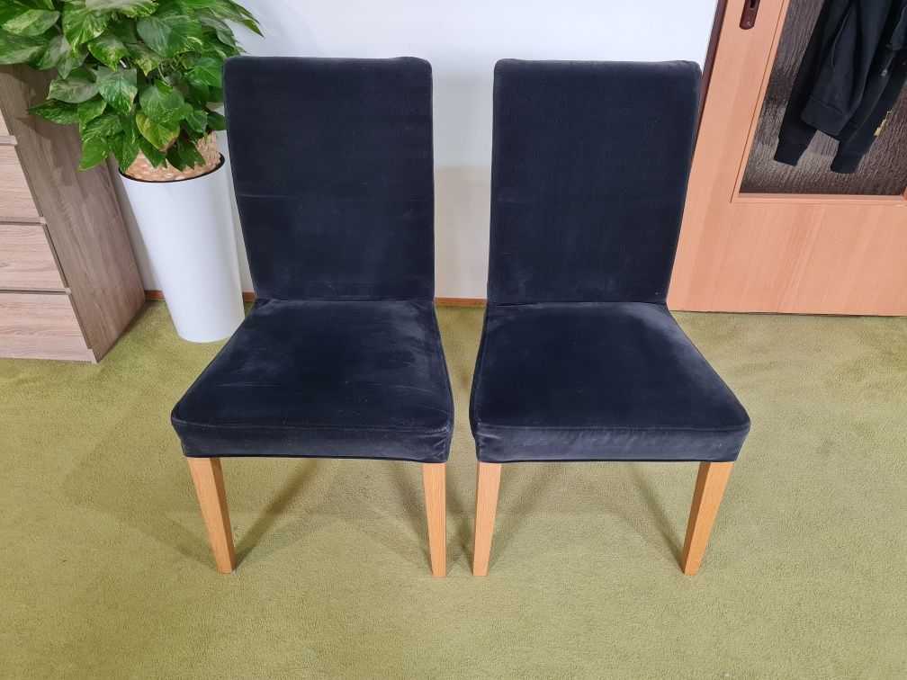 Komplet 6 krzeseł BERGMUND HENRIKSDAL krzesła Ikea czarne zamszowe