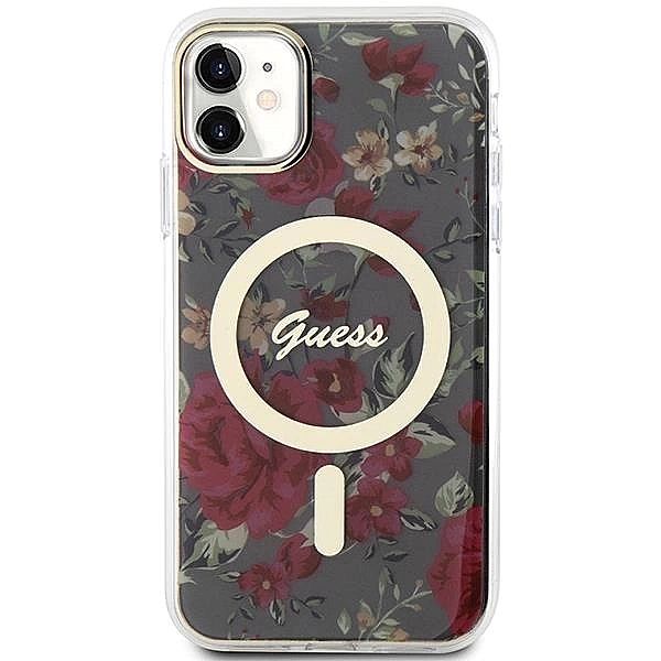 Etui Guess Flower MagSafe na iPhone 11 / Xr - zielone