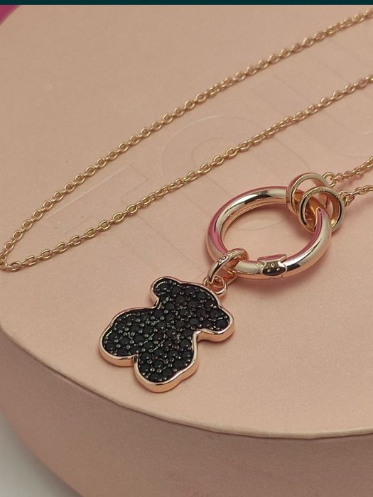 Naszyjnik z misiem różowe srebro vermeil 925 hold