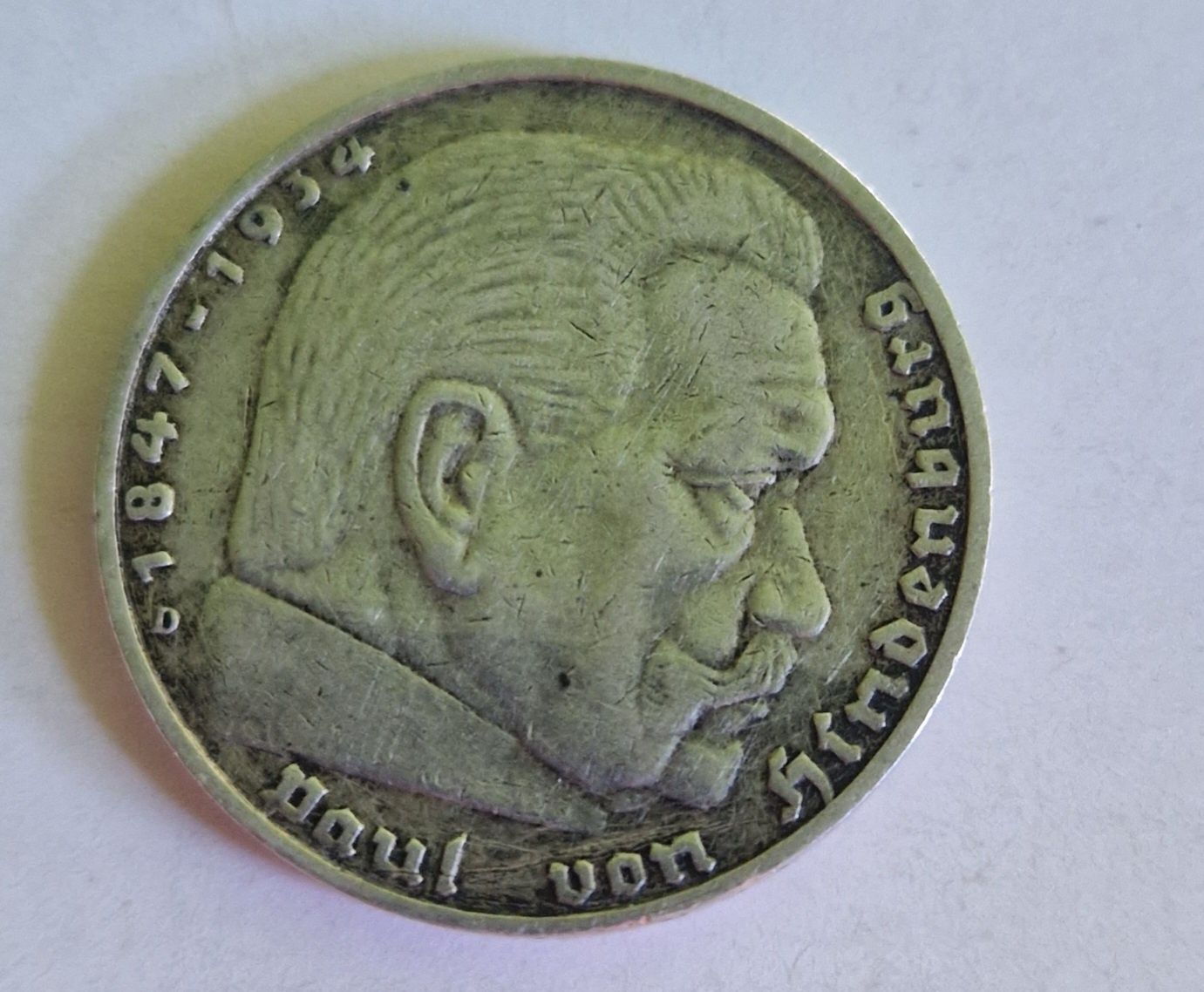 Moneta 5 marków srebro 1937 D.