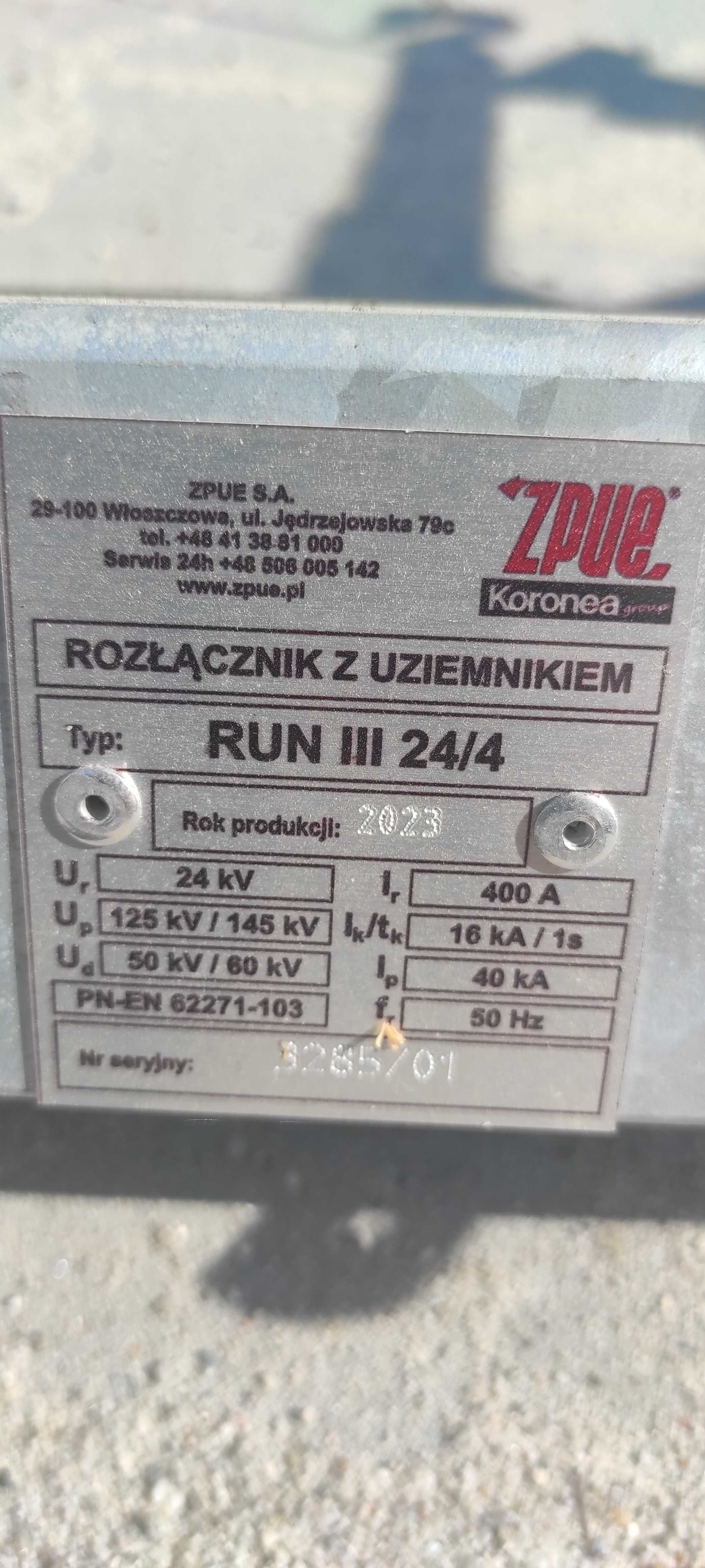 Rozłącznik z Uziemnikiem ZPUE Włoszczowa RUN III 24/4 W