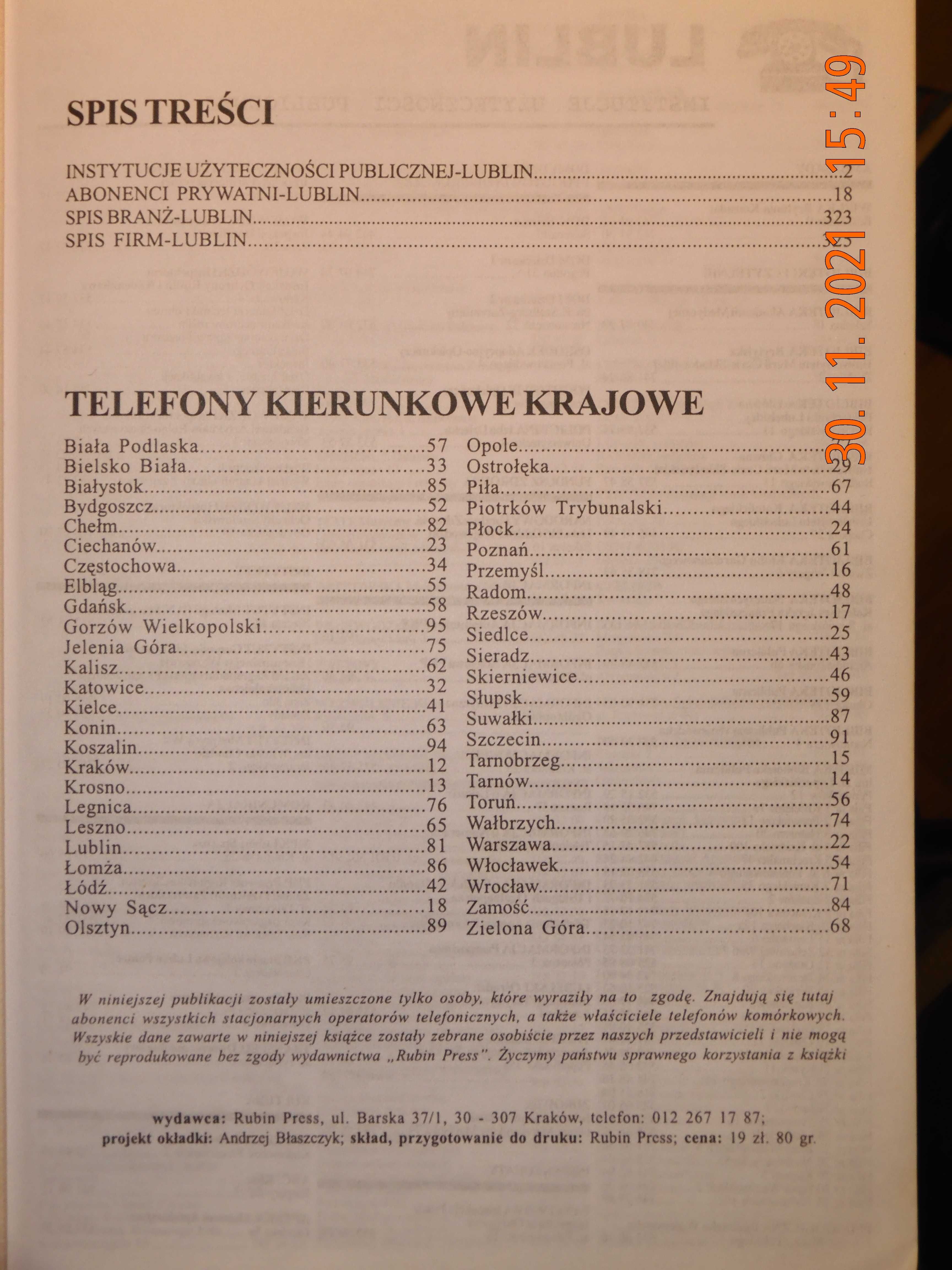 Książka telefoniczna Lublin 2005