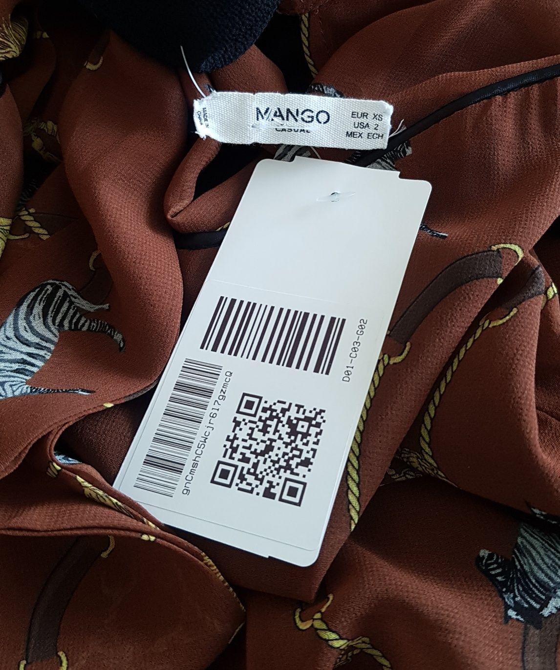 Zebra zebry chwosty długa tunika bluzka brązowa XXXL 46 18 Plus Size