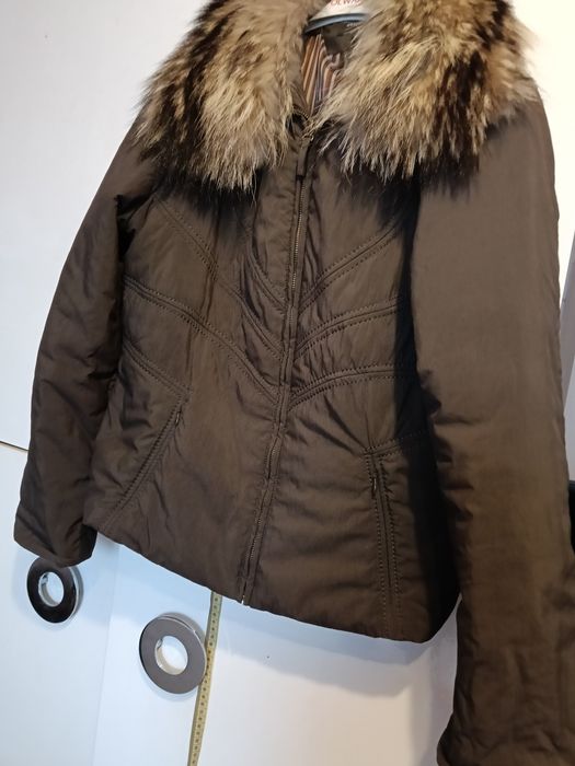 Piękna włoska kurtka puchowa jenot naturalny sml uni nową