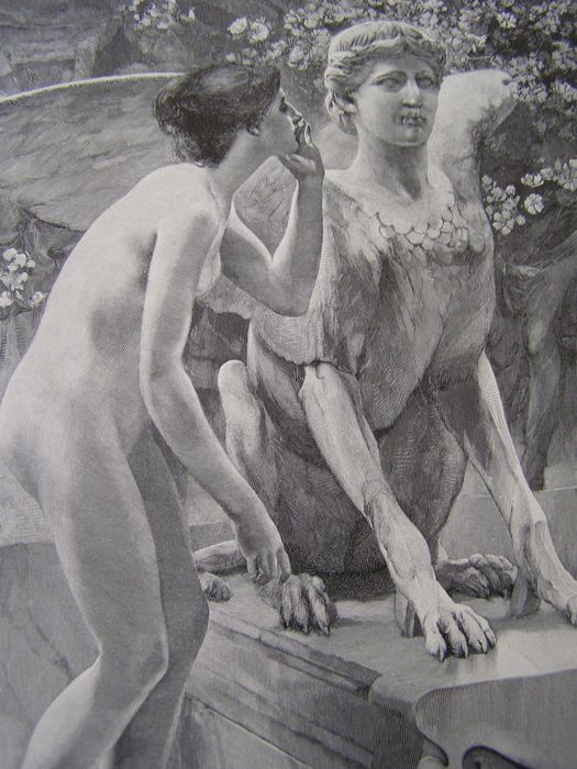 Jedno pytanie - Wuegelin - grafika - drzeworyt ilustracyjny - XIX w.