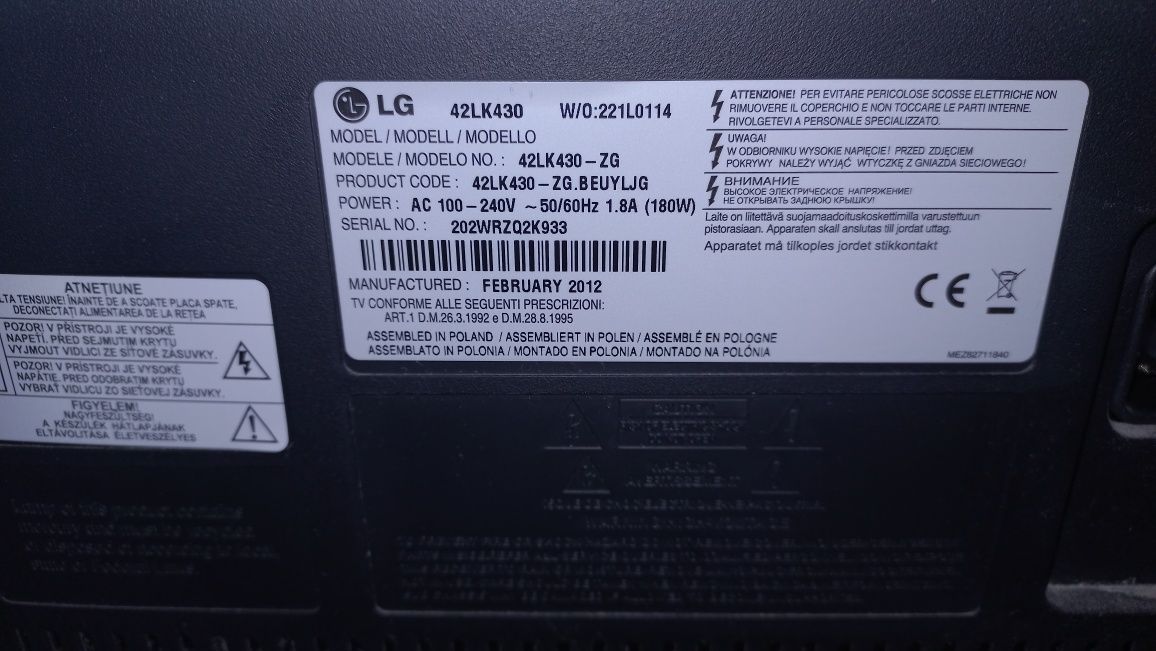 Telewizor LG 42 cale bez dostępu  do internetu