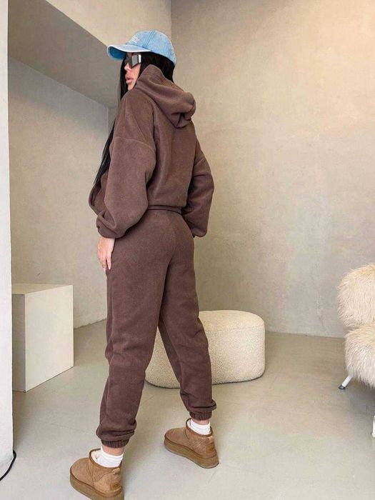 Black Friday Жіночий костюм Фліс шоколад худі джогери