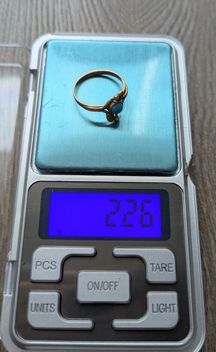Prl zloty pierscionek z turkusem JPU 22 zloto 583