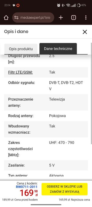 Antena pokojowa Thomson