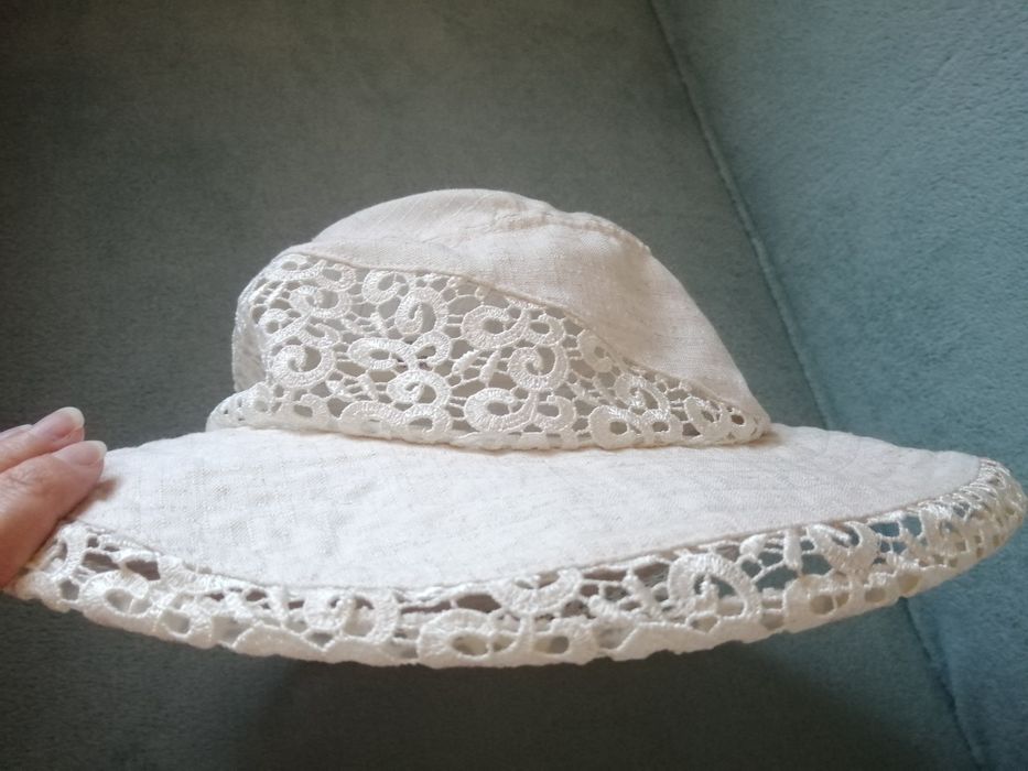 Шляпа капелюх шляпка панамка летняя от солнца пляжная ажурная из льна