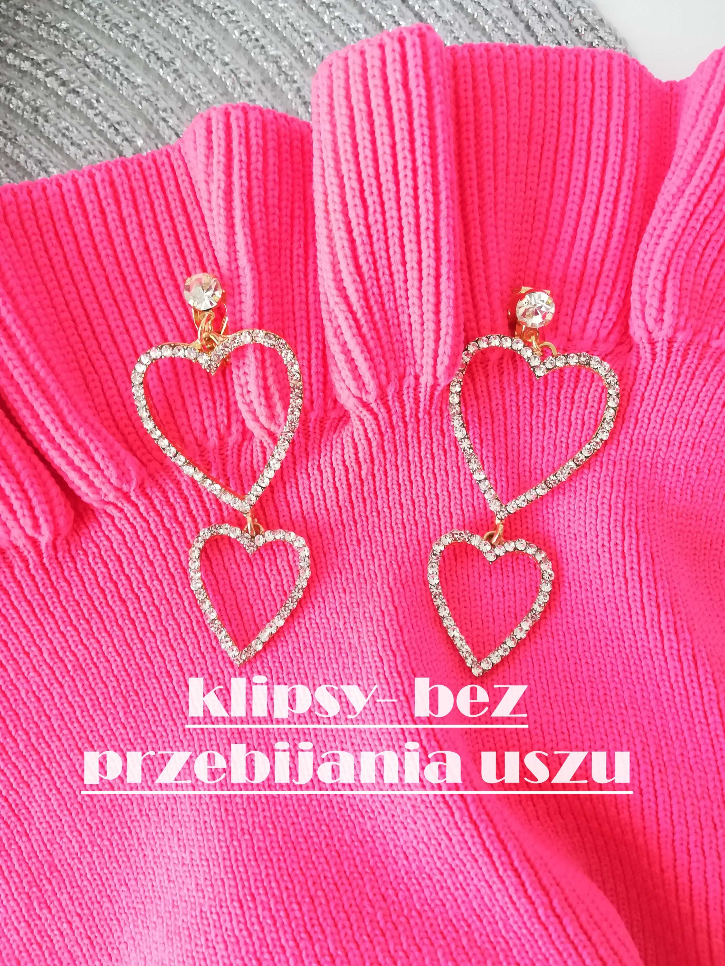 Klipsy serce heart bez przebijania uszu