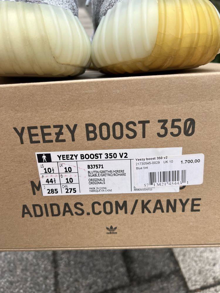 Adidas Yeezy Boost 350 V2 Blue Tint sneakersy niskie szare 44 2/3