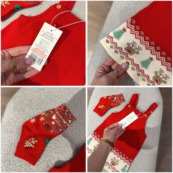 Дитячий Новорічний / різдвяний набір комплект ромпер плаття 62, 68 роз