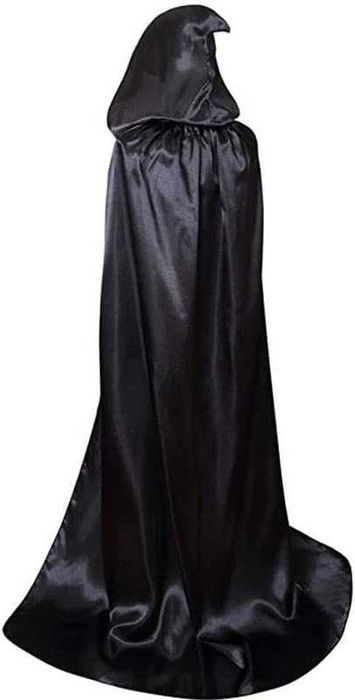 Peleryna z kapturem czarna, dł. 130 cm Halloween Cosplay