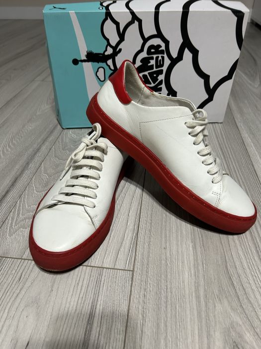 Кеди Genuine Leather Court Sneakers - White Red