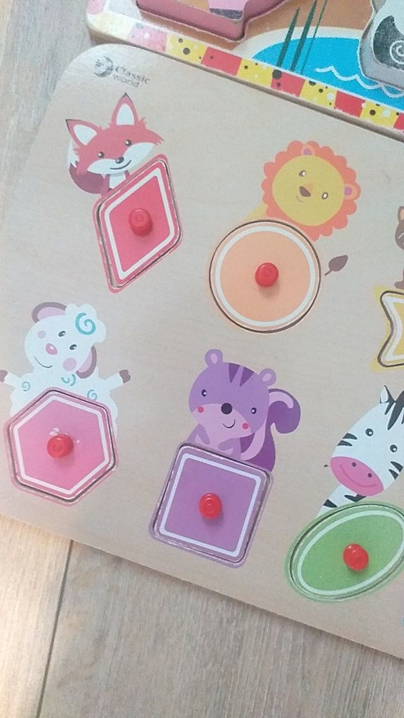 Zestaw układanki 4 puzzle drewniane montessori Melissa