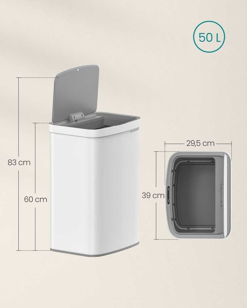 LTB670W01 SONGMICS Automatyczny kosz na śmieci kuchenne 50 l biały