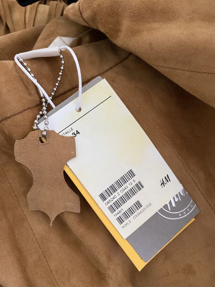 Spódnica boho z frędzlami beż 34 XS H&M premium nowa