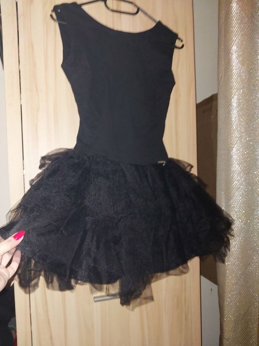 Nowa rozkloszowana sukienka z tiulem mała czarna XS by o la la!