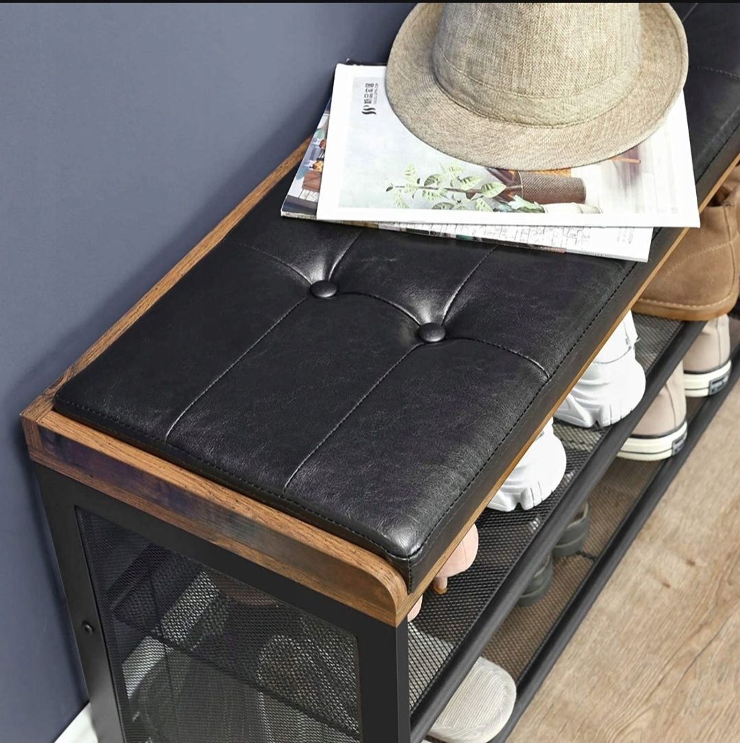 Nowa skórzana Ławeczka półka na buty elegancka w stylu loft glamour