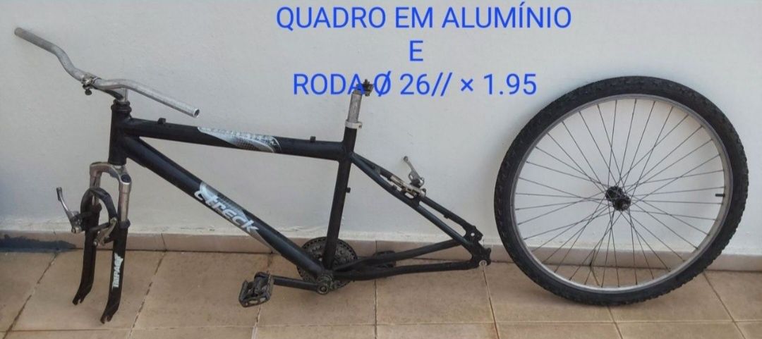 QUADRO ALUMÍNIO MAIS RODA PARA BICICLETA RODA 26.Passeio,Exercício,etc