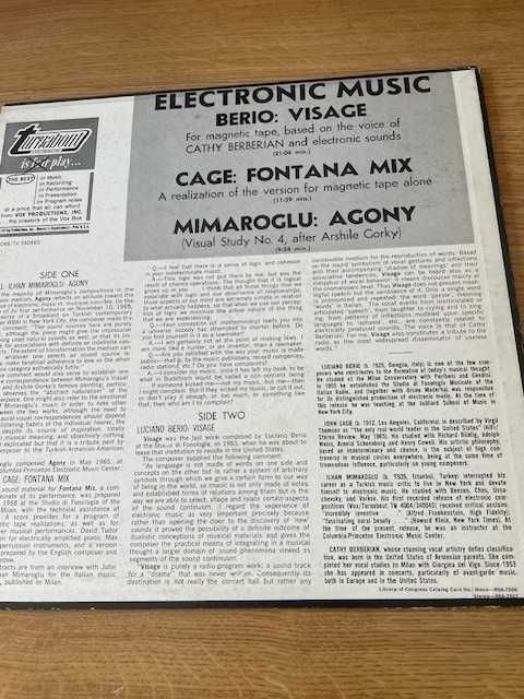 vinil John Cage / Luciano Berio / Ilhan Mimaroglu – Electronic Music