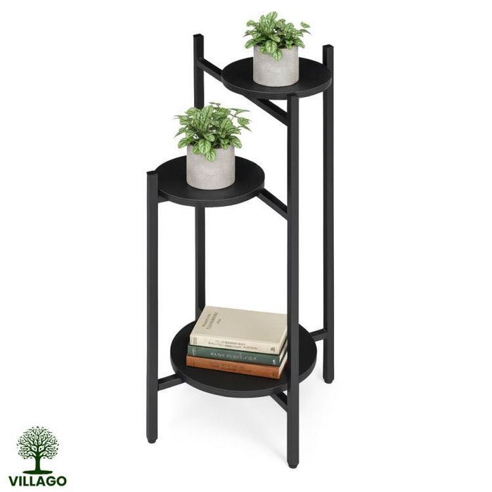 Kwietnik 2-poziomowy czarny – metalowy stojak na kwiaty Villago Home