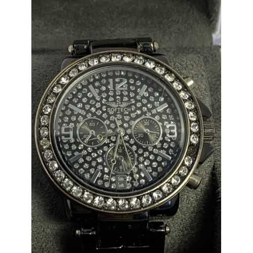 Часы женские Softech Diamante Dial Gun Black&Silver Watch