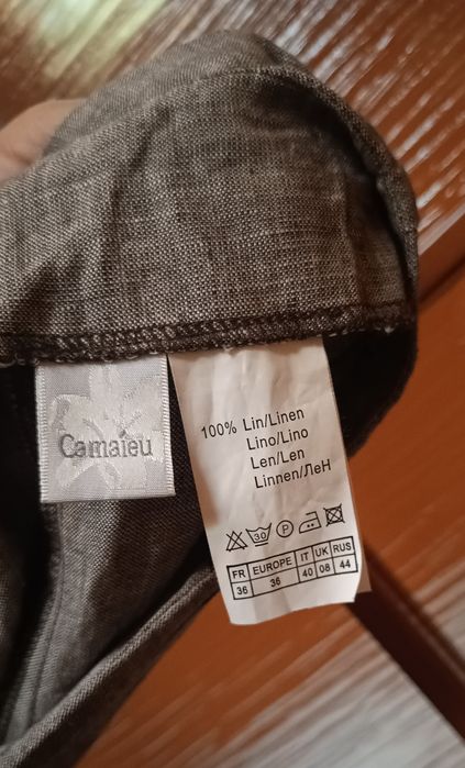 Camaíeu Hiszpańska spódnica lniana o kloszowym kroju, 100% Len, Roz S/