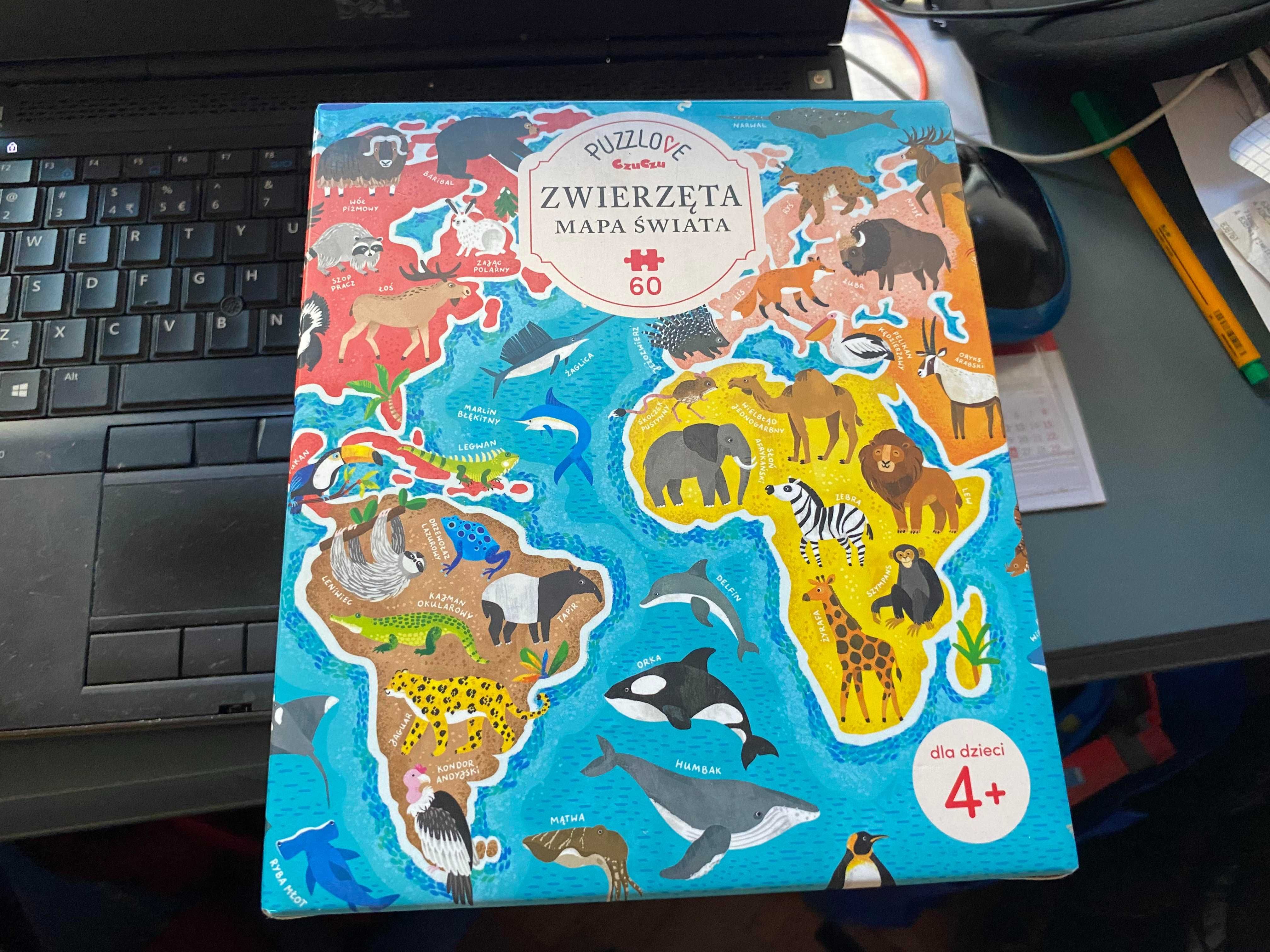 Puzzle wóz strażacki jesień w lesie mapa świata