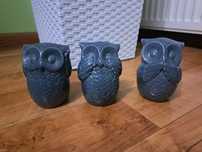 3 sowy figurki dekor