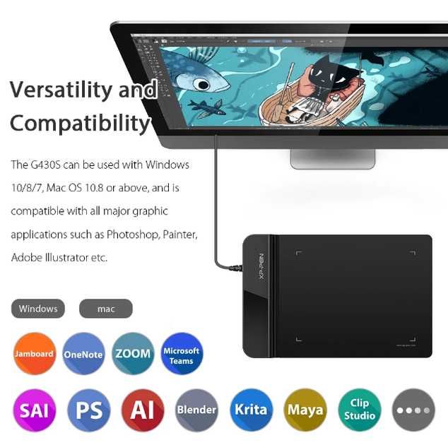 Графічний планшет XP-Pen G430S для ноутбука або комп'ютера