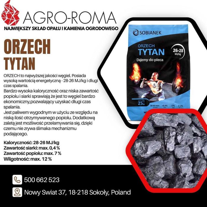 Agro-roma Sokoły Skład Opału Węgiel Polski !!Ekogroszek Sobianek Lew Z