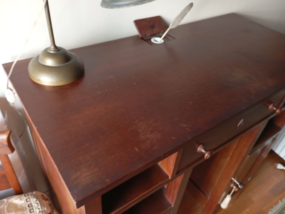 Secretaria/estirador madeira exótica maciça