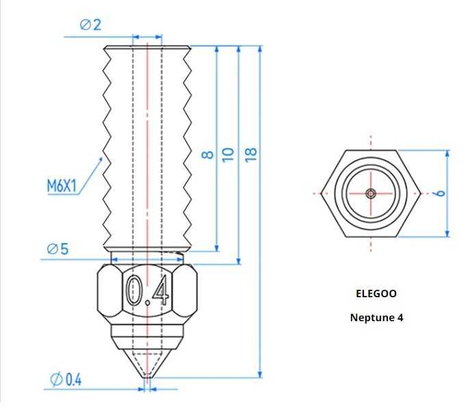 Сопло Elegoo Neptune 4/4 Pro/ Plus/ Max Загартована сталь Плюс/Макс